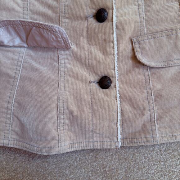 Cream Corduroy Fuzzy Lined Jacket Juniors Medium Womens Small - Picture 6 of 7